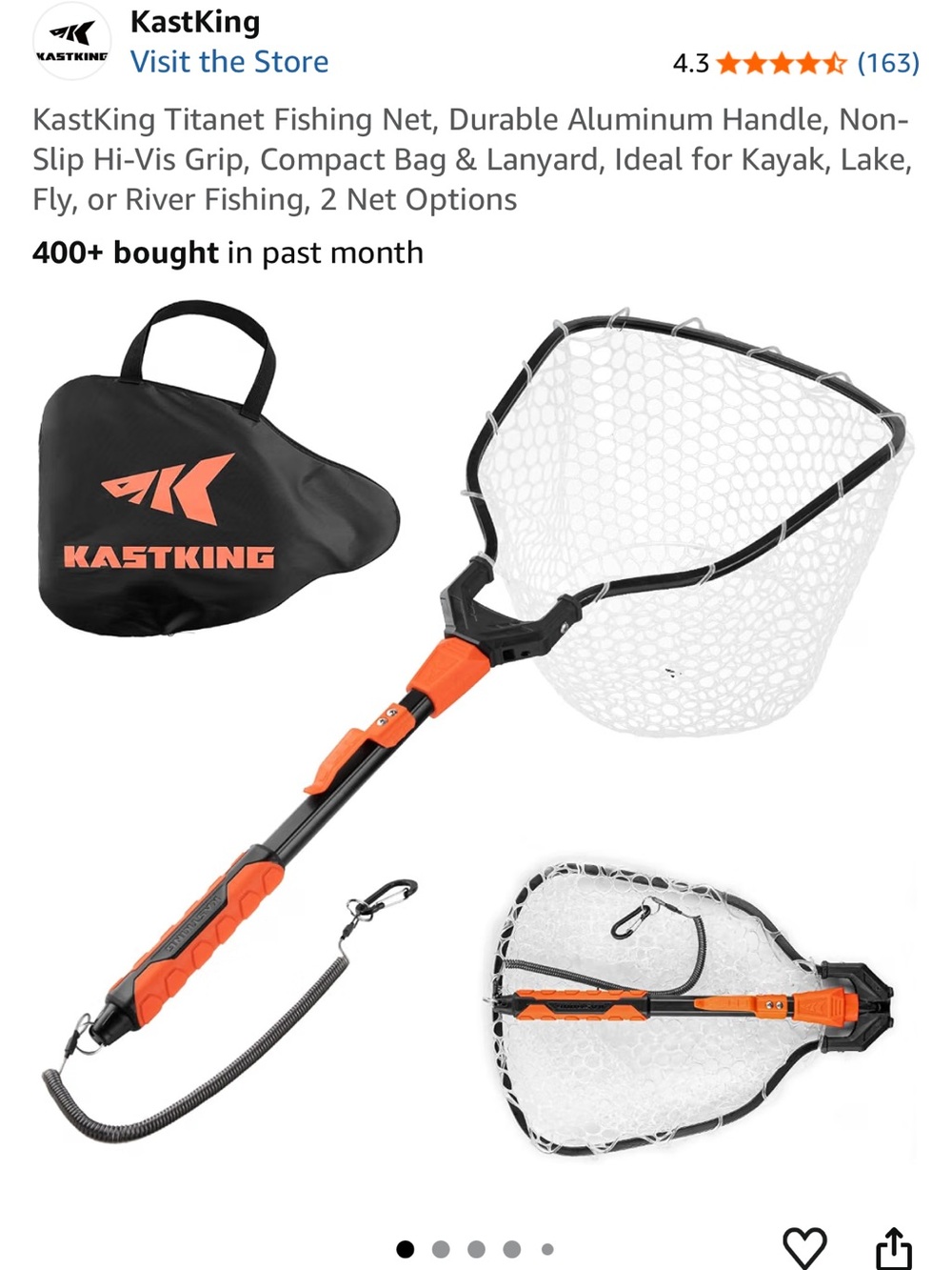 KastKing Orange & Black Fishing Net with Carry Bag